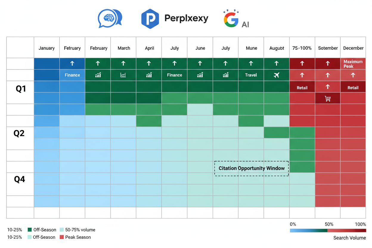 Seasonal AI search behavior patterns showing peaks and valleys throughout the year