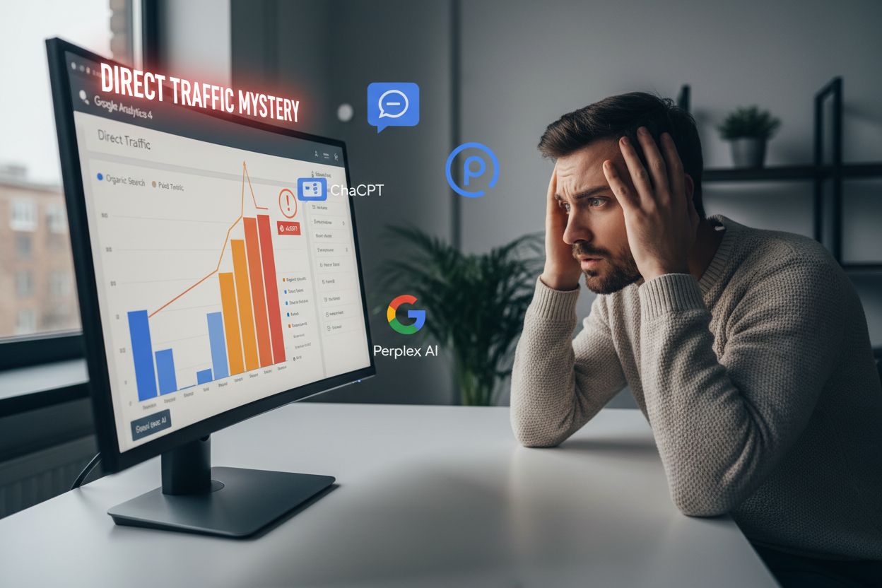 Analytics dashboard showing direct traffic spike from AI sources