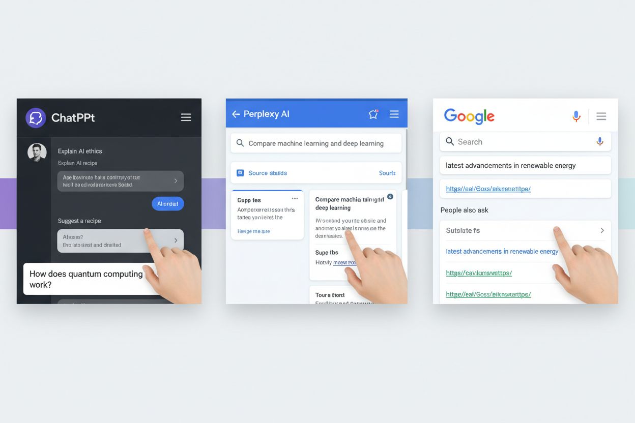 Multiple AI platforms showing conversational interfaces