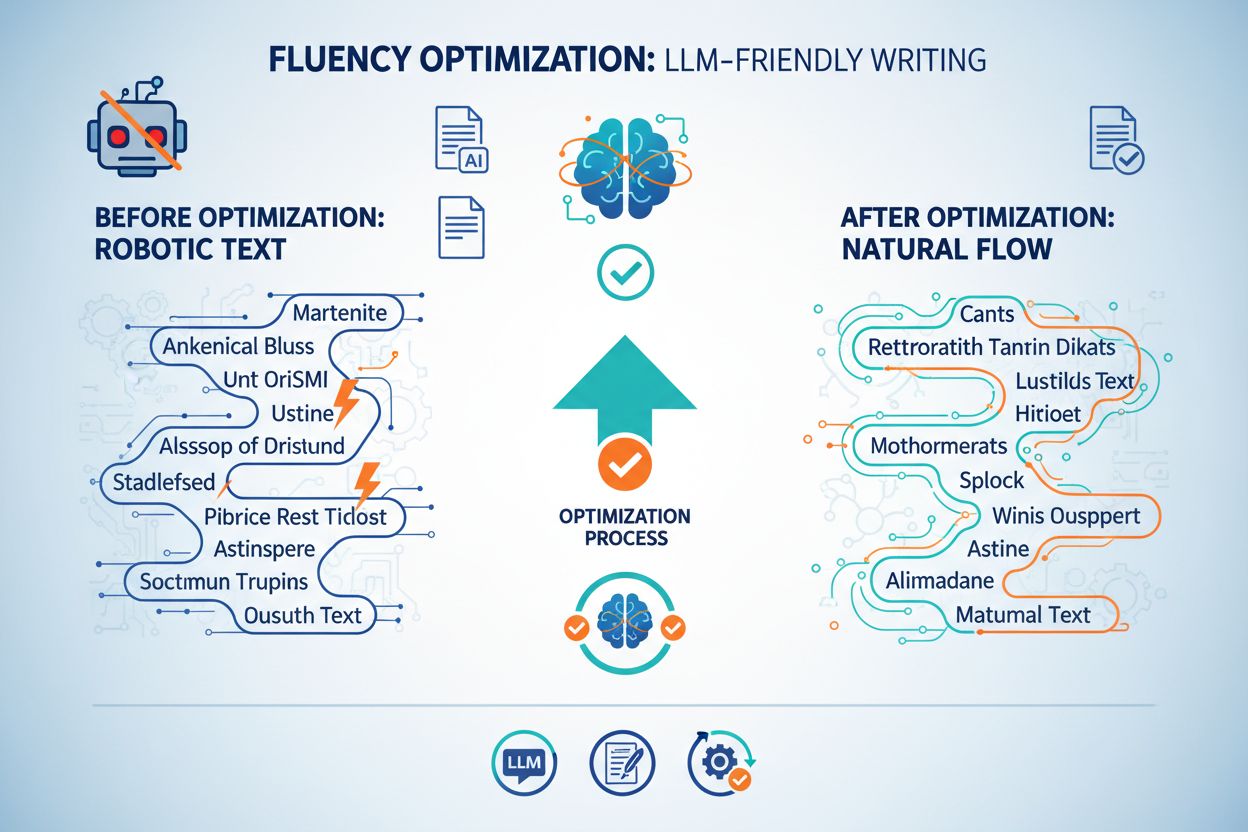 Visual comparison of fluency optimization showing robotic vs. natural writing styles