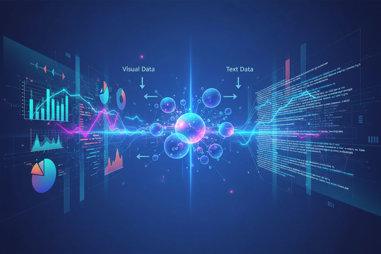 AI neural network processing visual data and text data side by side