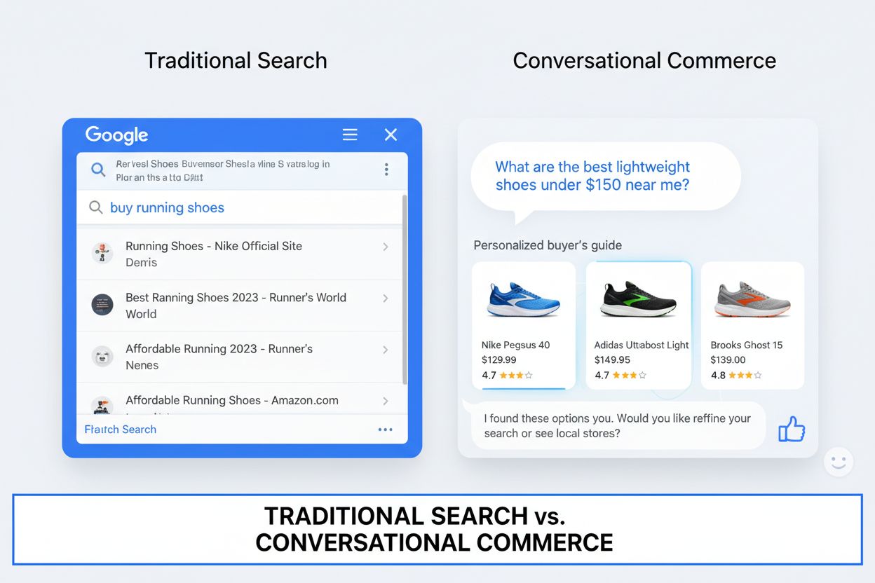 Traditional search vs conversational commerce comparison