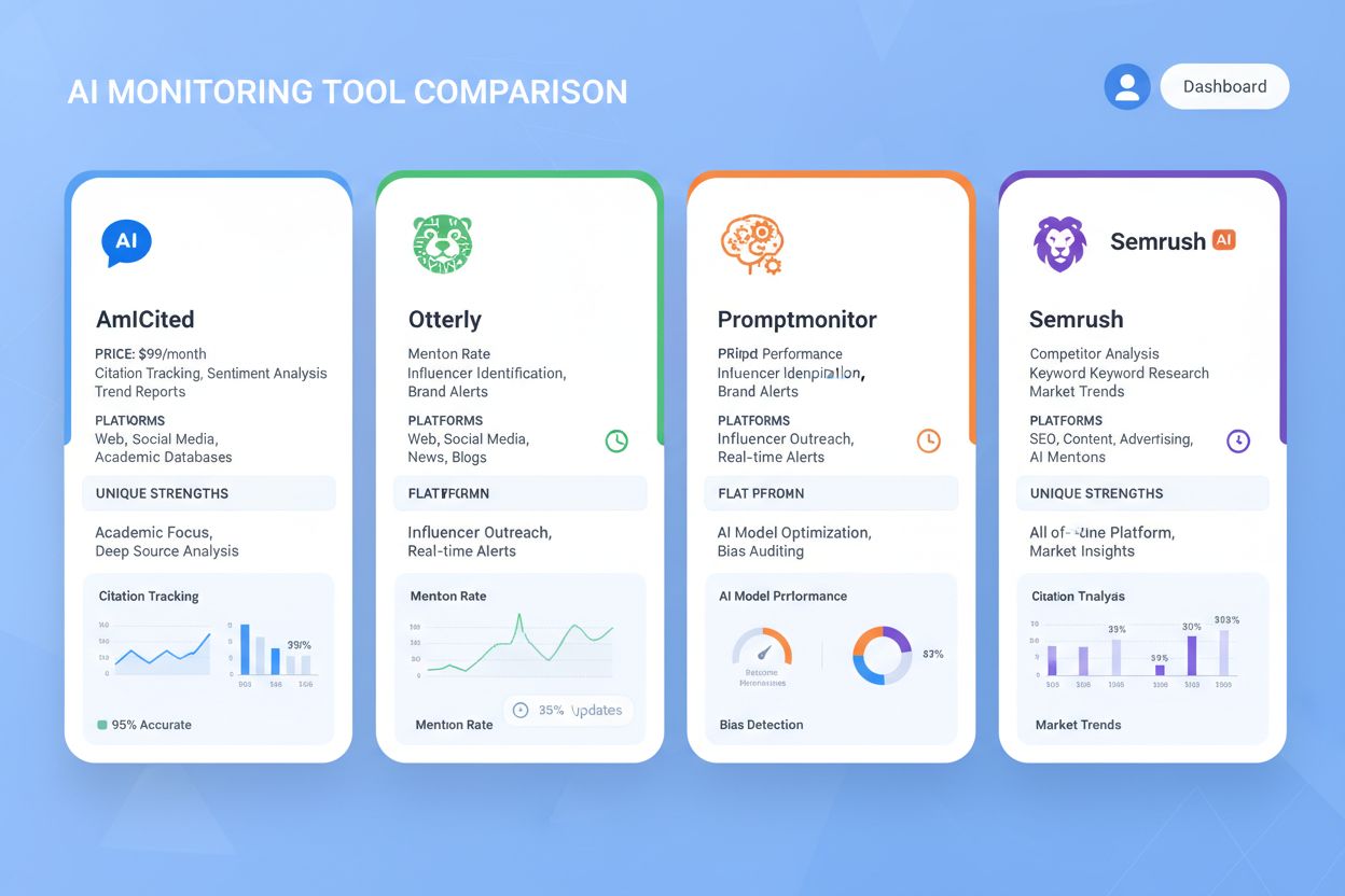 Comparison of AI monitoring tools for citation and mention tracking