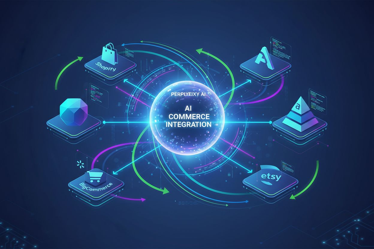 AI commerce integration ecosystem showing interconnected platforms and data flow