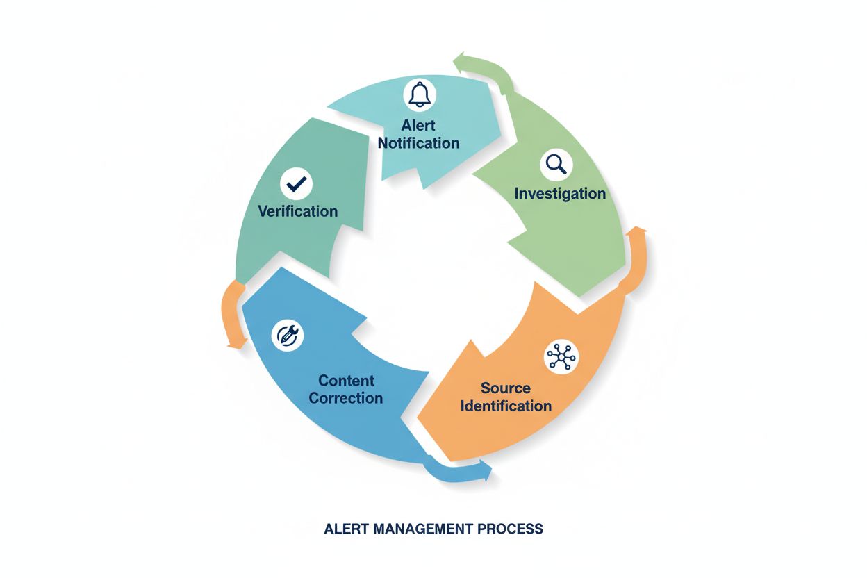 Alert interpretation workflow showing investigation, source identification, and correction process