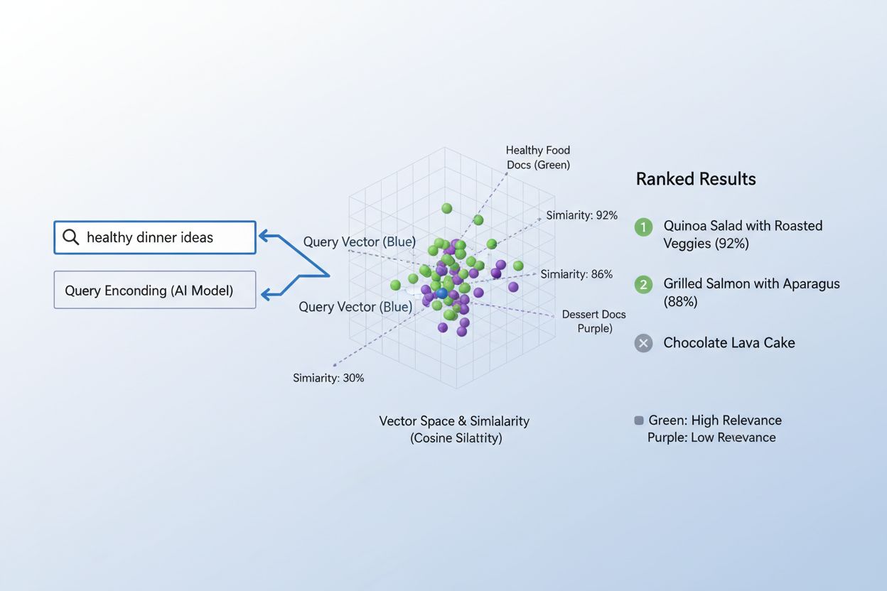 Query-to-content matching process using vector embeddings