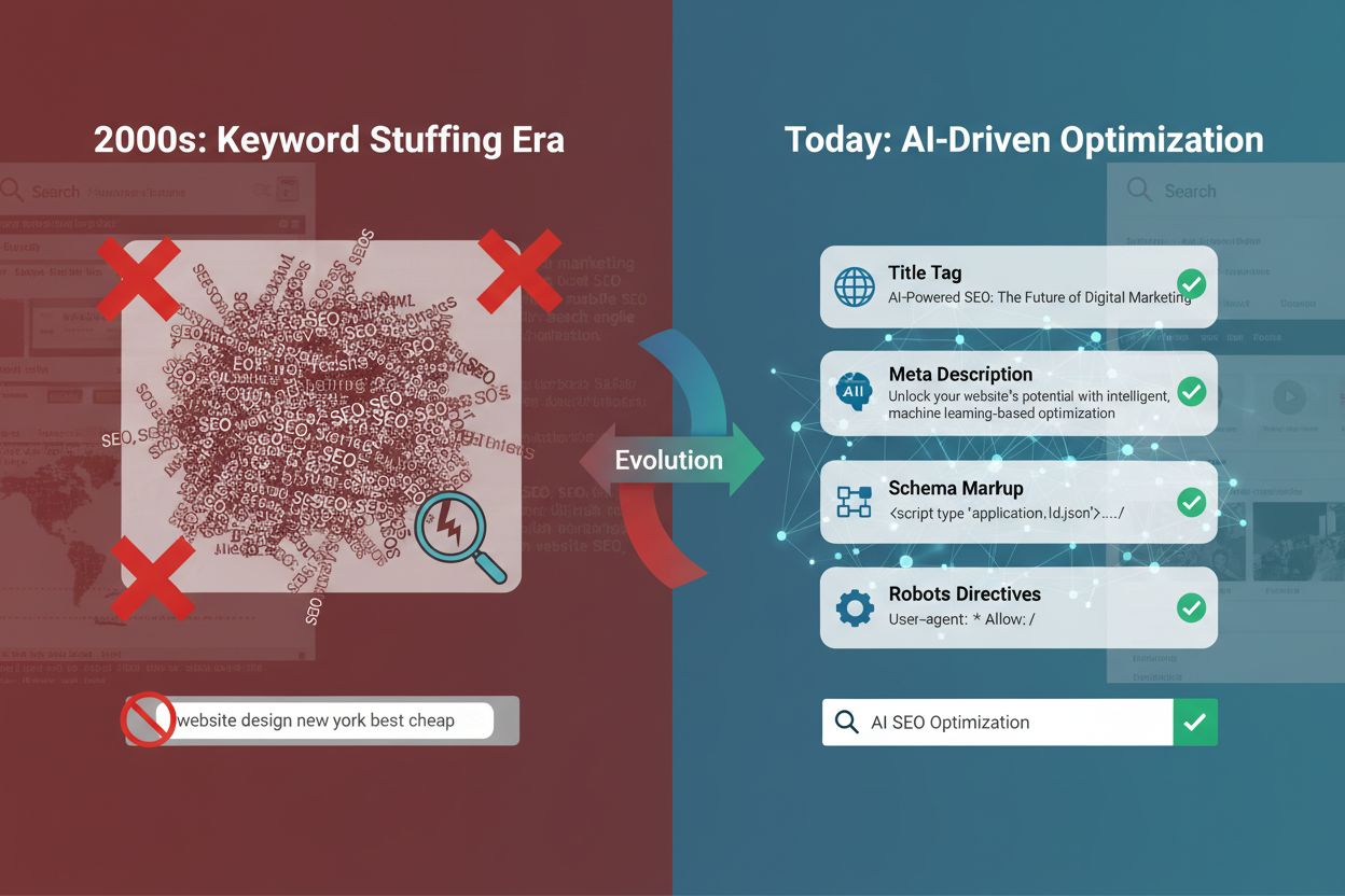 Evolution of meta tags from keyword stuffing era to modern AI-driven optimization