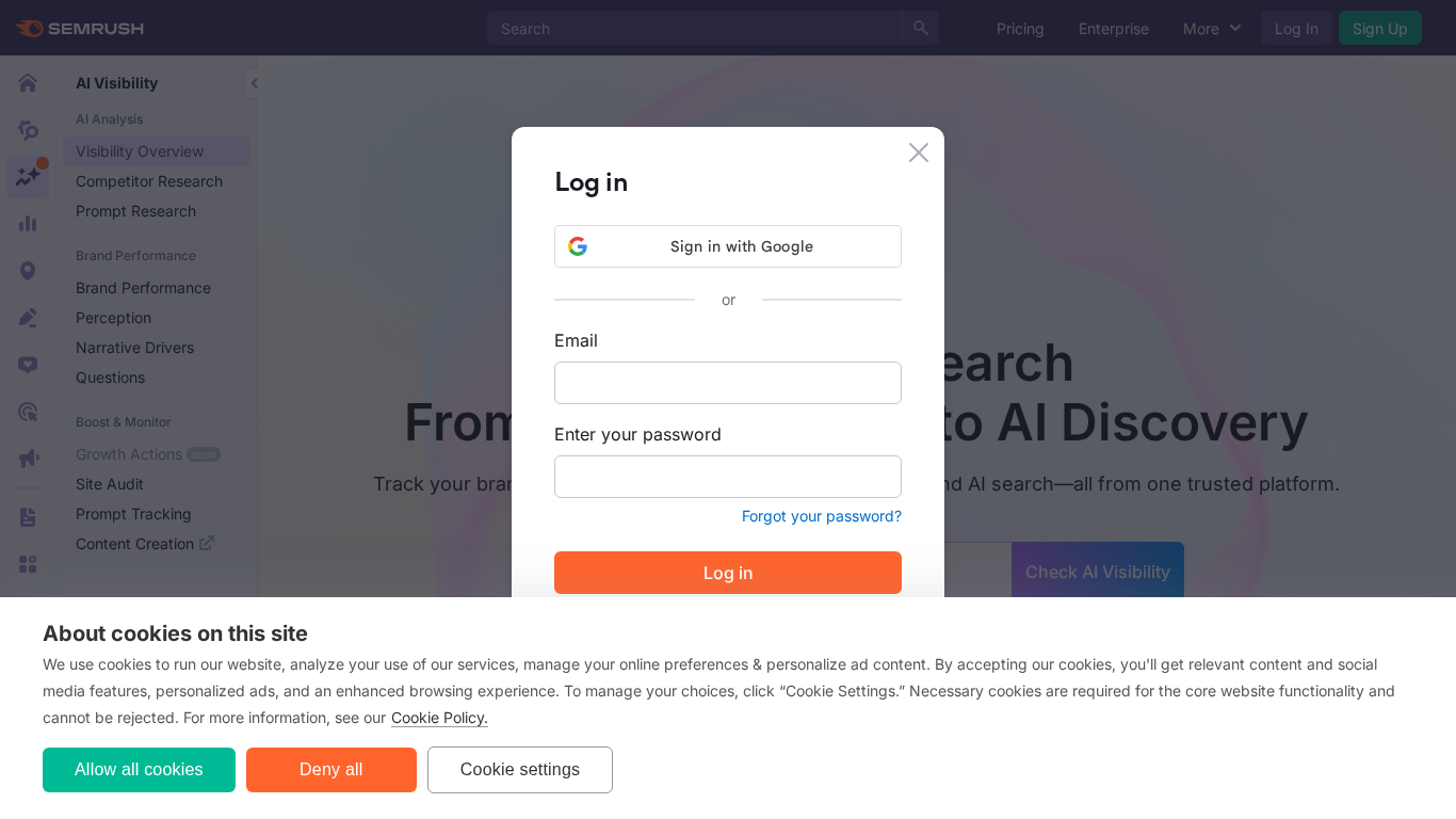 Semrush AI visibility toolkit integrated with SEO tools