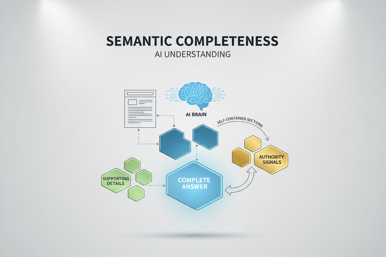 Semantic Completeness in AI - Visual representation showing how AI breaks down self-contained content sections