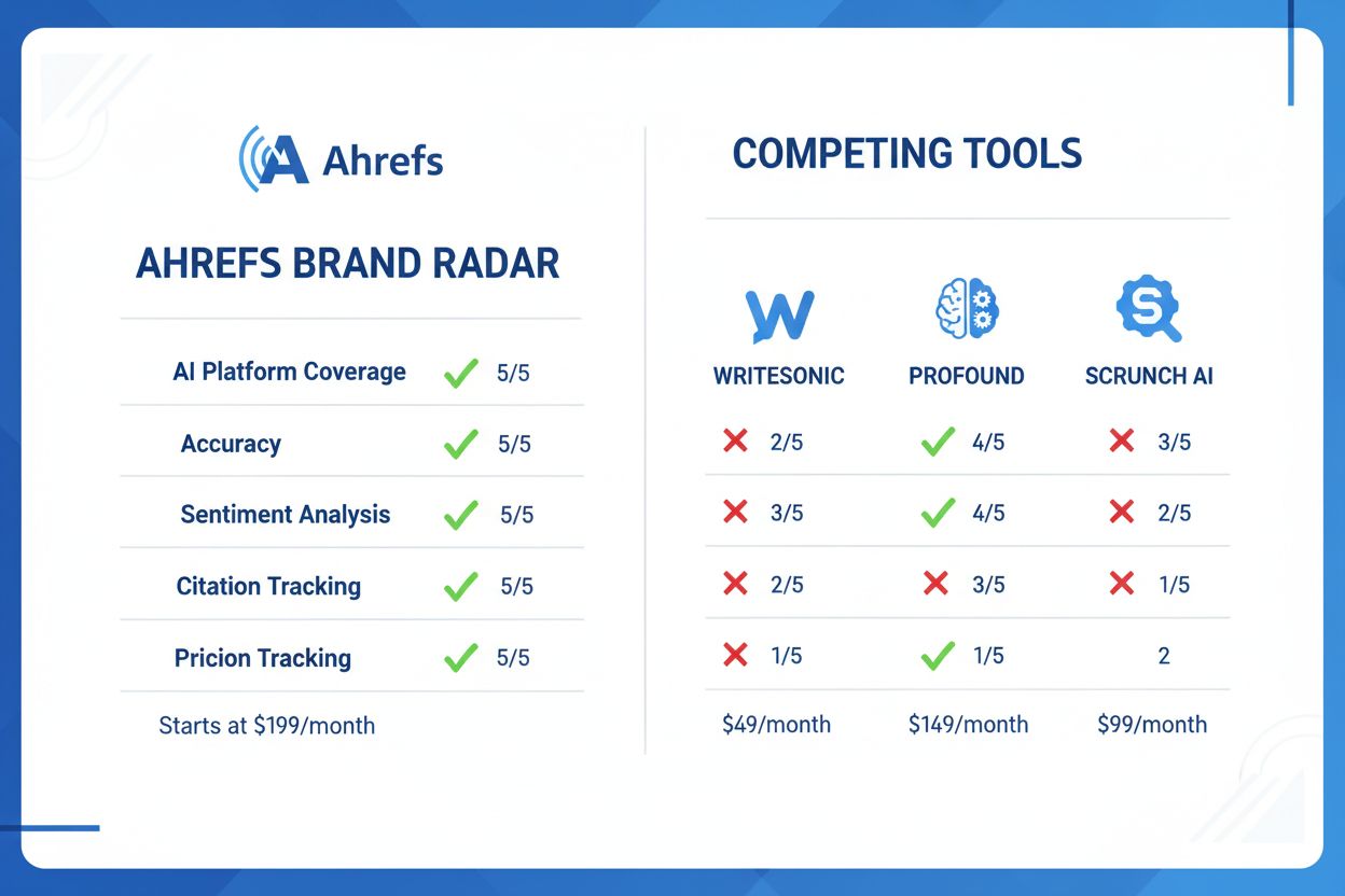 Comparison infographic of AI visibility monitoring tools