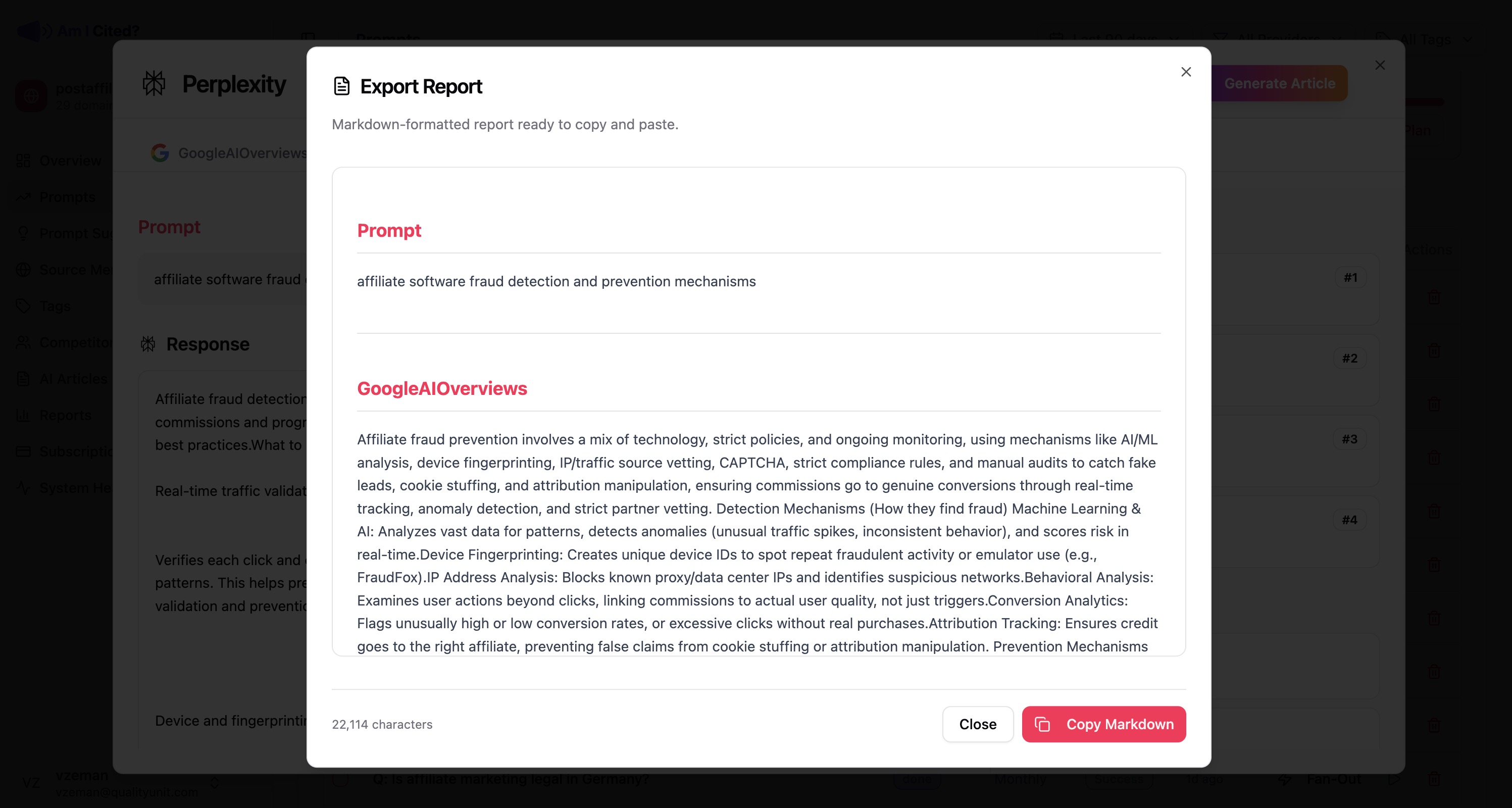 Export prompt responses as markdown reports