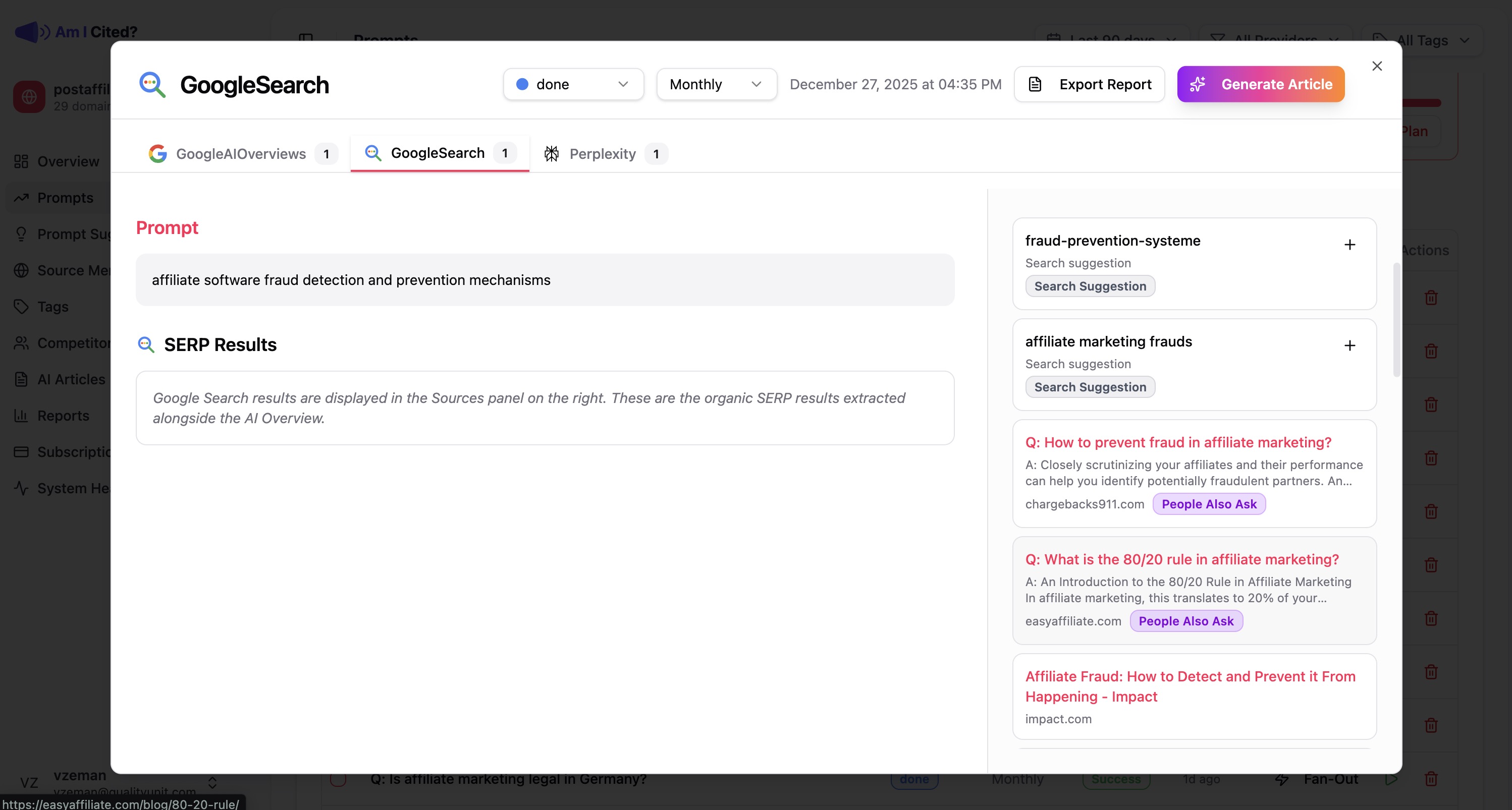 Google Search SERP analysis and tracking