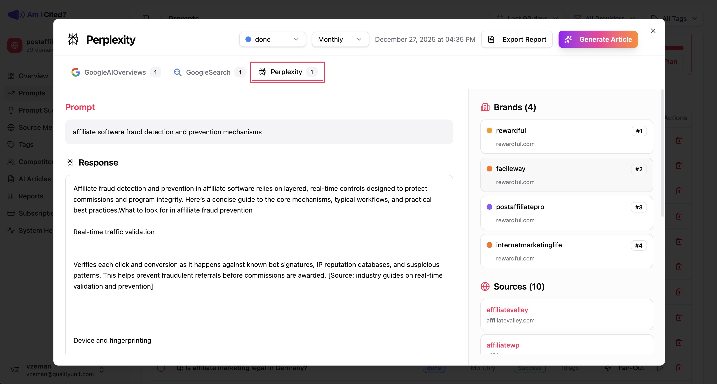 Multi-platform AI monitoring dashboard