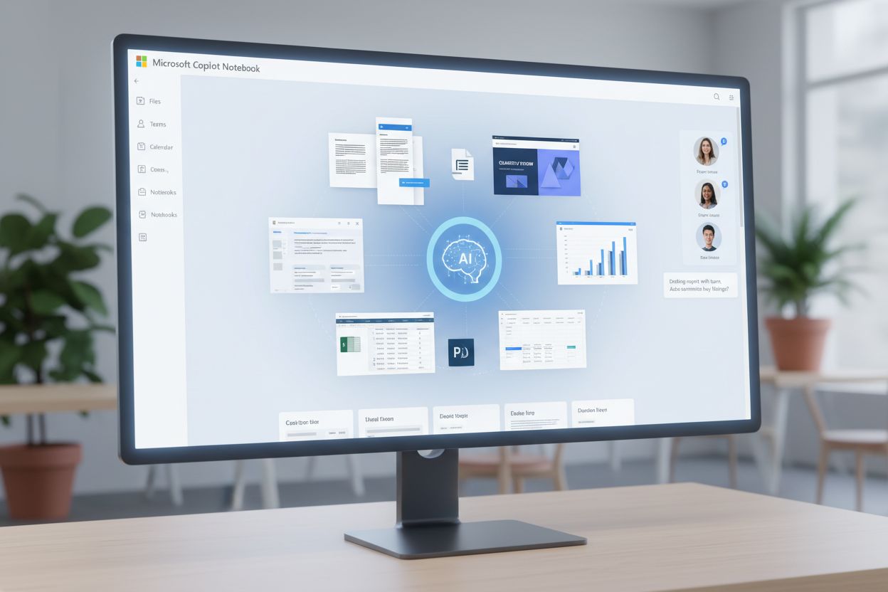 Microsoft Copilot Notebook workspace interface with organized documents