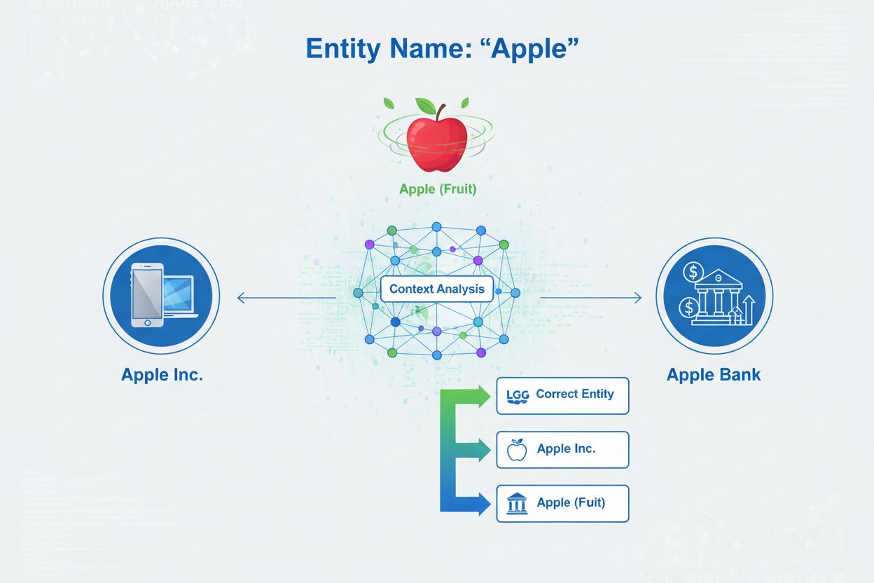 Entity Disambiguation Process showing multiple entities with same name being correctly identified