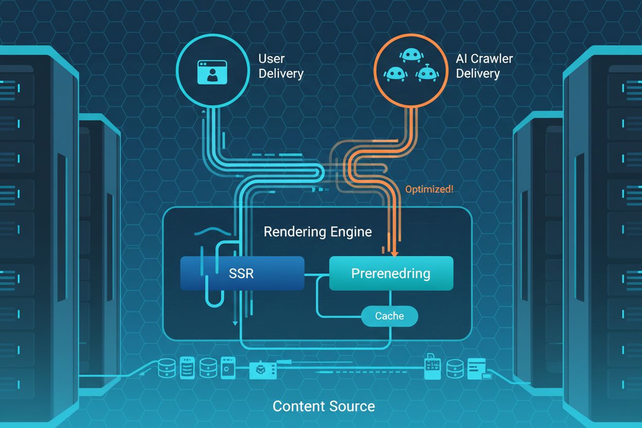 Server-side rendering and prerendering process flow architecture diagram