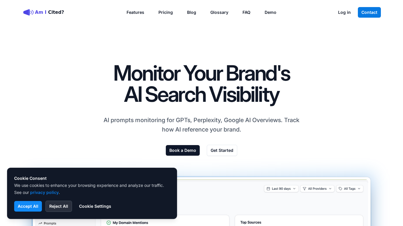 AmICited.com platform interface for AI brand visibility monitoring