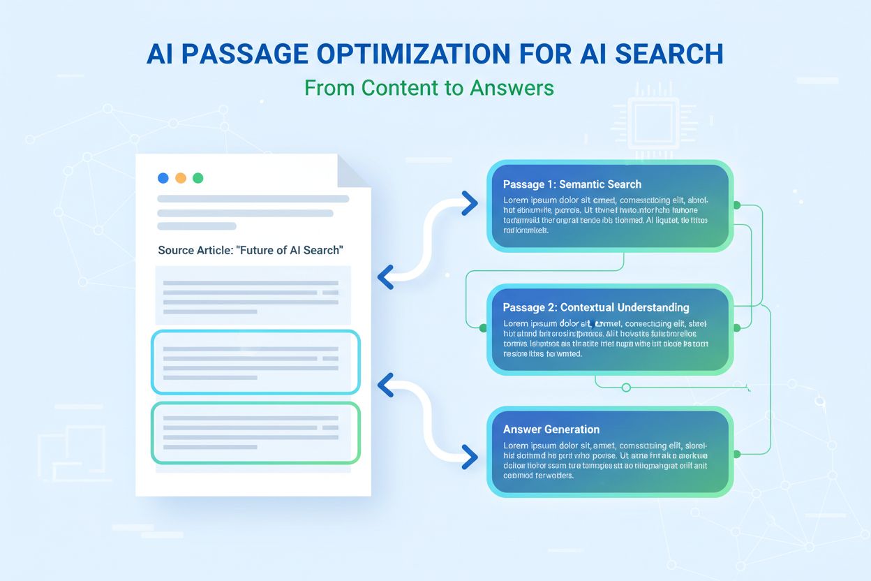 Passage optimization concept showing AI extracting self-contained passages from webpage content