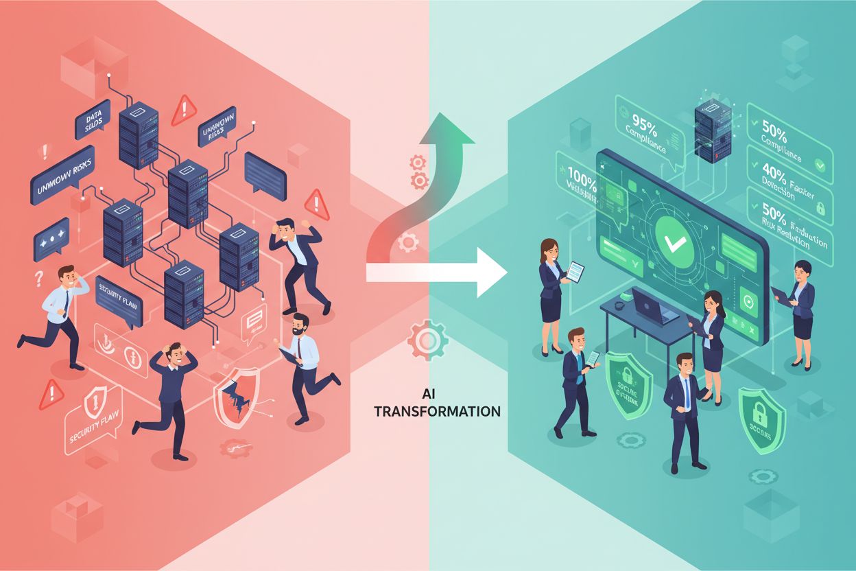 Transformation from unmonitored AI systems to fully visible and controlled AI environment showing benefits