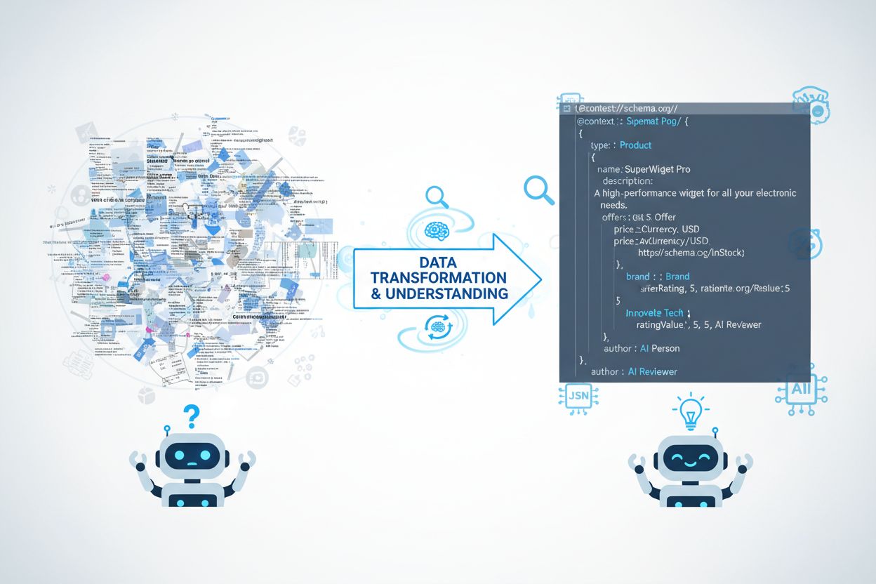 Structured vs Unstructured Data visualization showing AI understanding