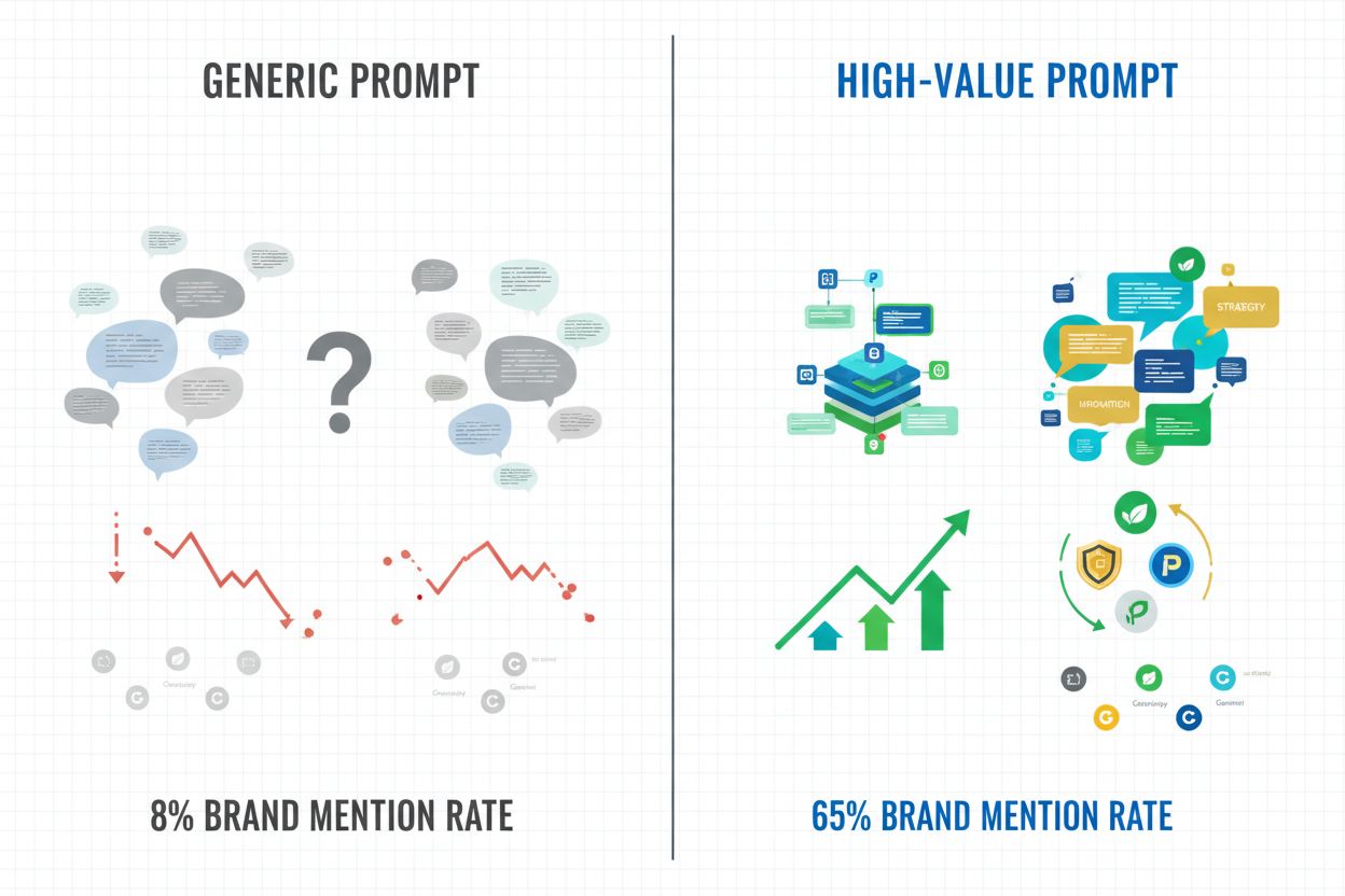 Prompt Effectiveness Comparison showing citation rates across different prompt types and AI platforms