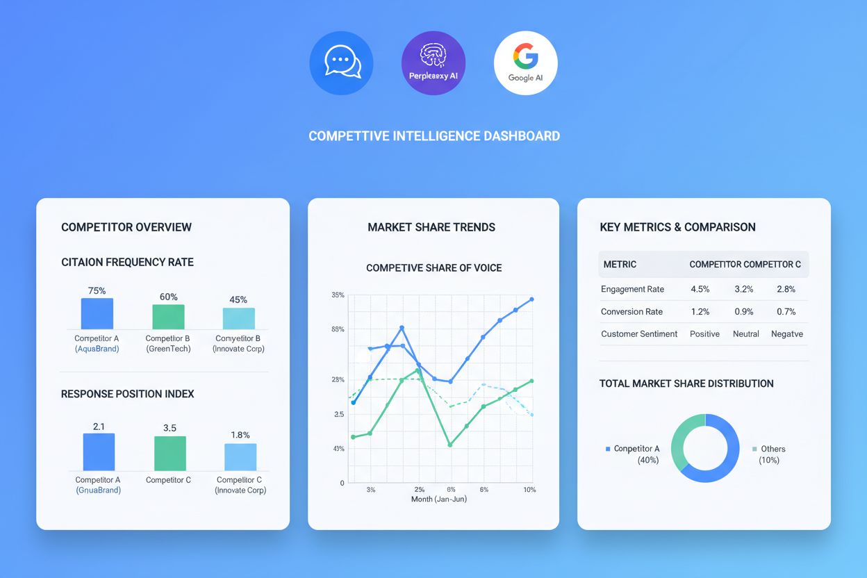 Competitive analysis dashboard showing metrics and competitor comparison