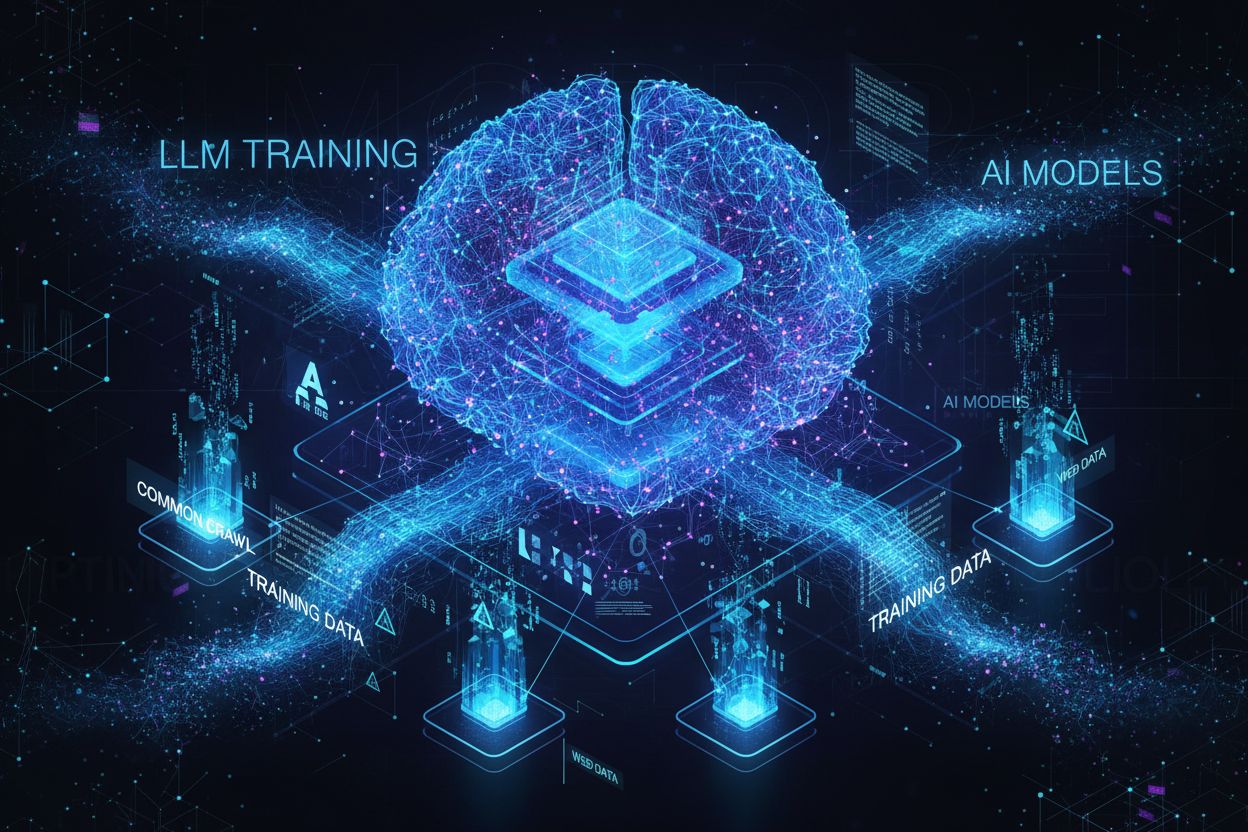 AI model training visualization with data flowing into neural networks