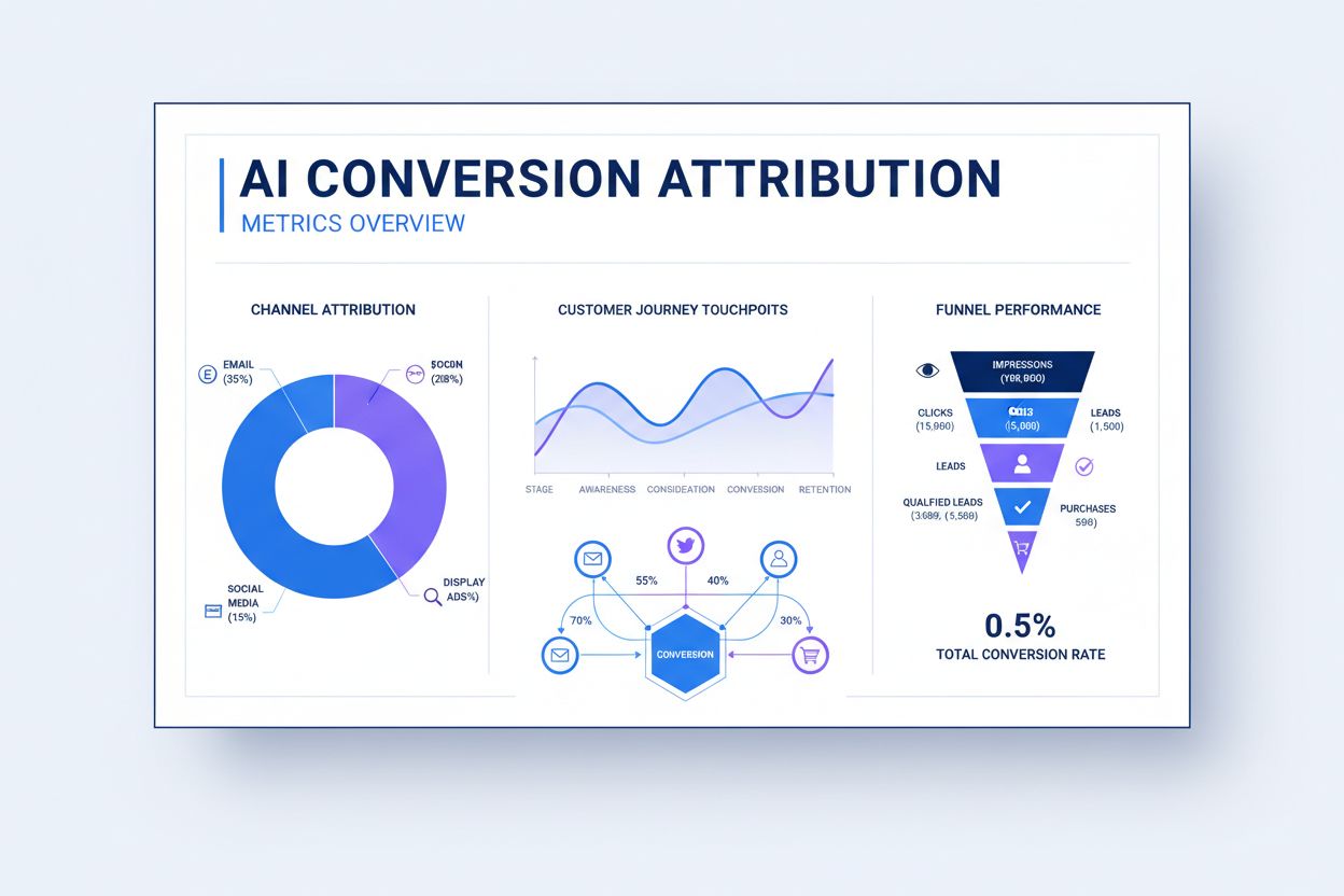 Professional analytics dashboard comparing traditional and AI-driven attribution metrics