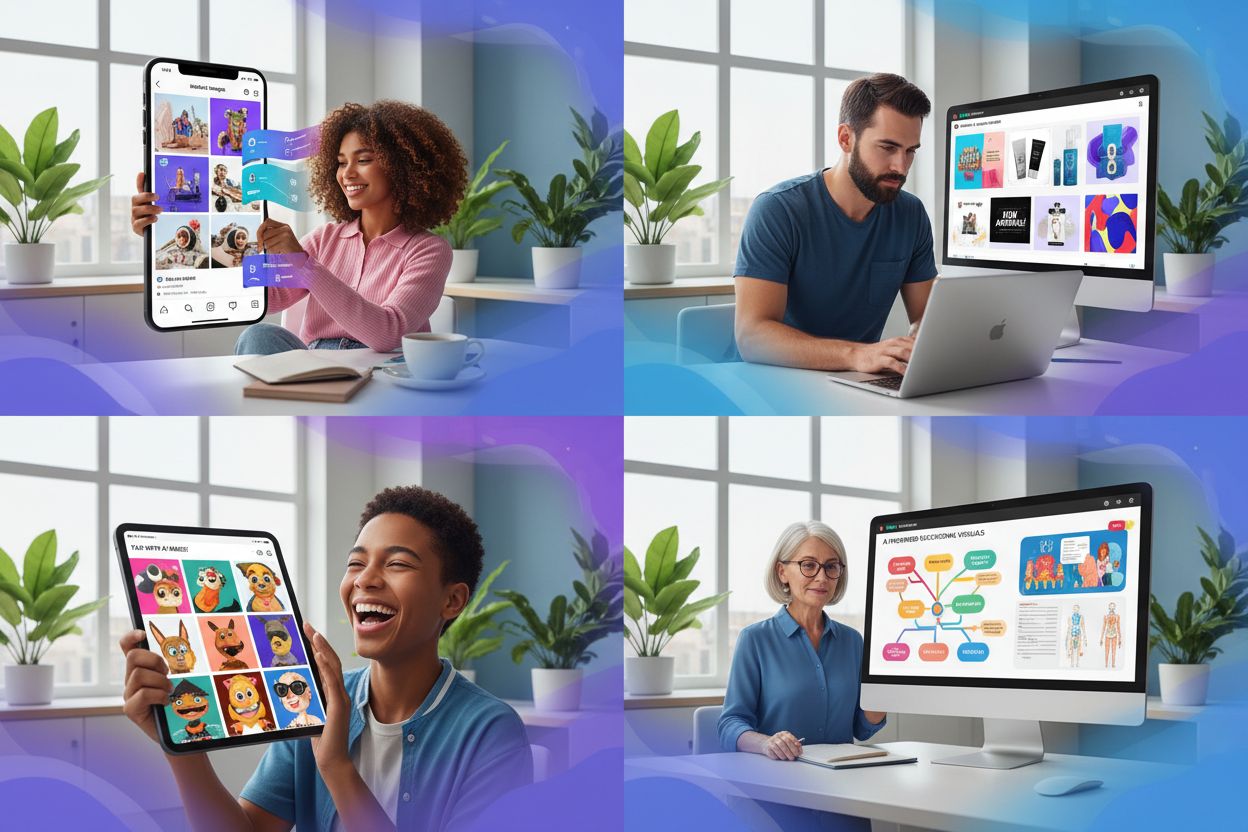 Meta AI Imagine use cases showing content creators, business owners, personal users, and educators using the tool