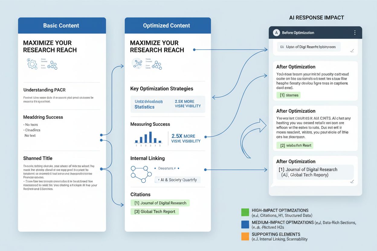 Infografica sulle strategie di ottimizzazione dei contenuti per migliorare il Tasso di Citazione Rettificato per la Posizione