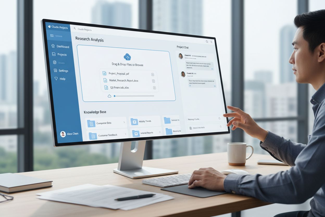 Claude Projects dashboard interface with document upload and knowledge base
