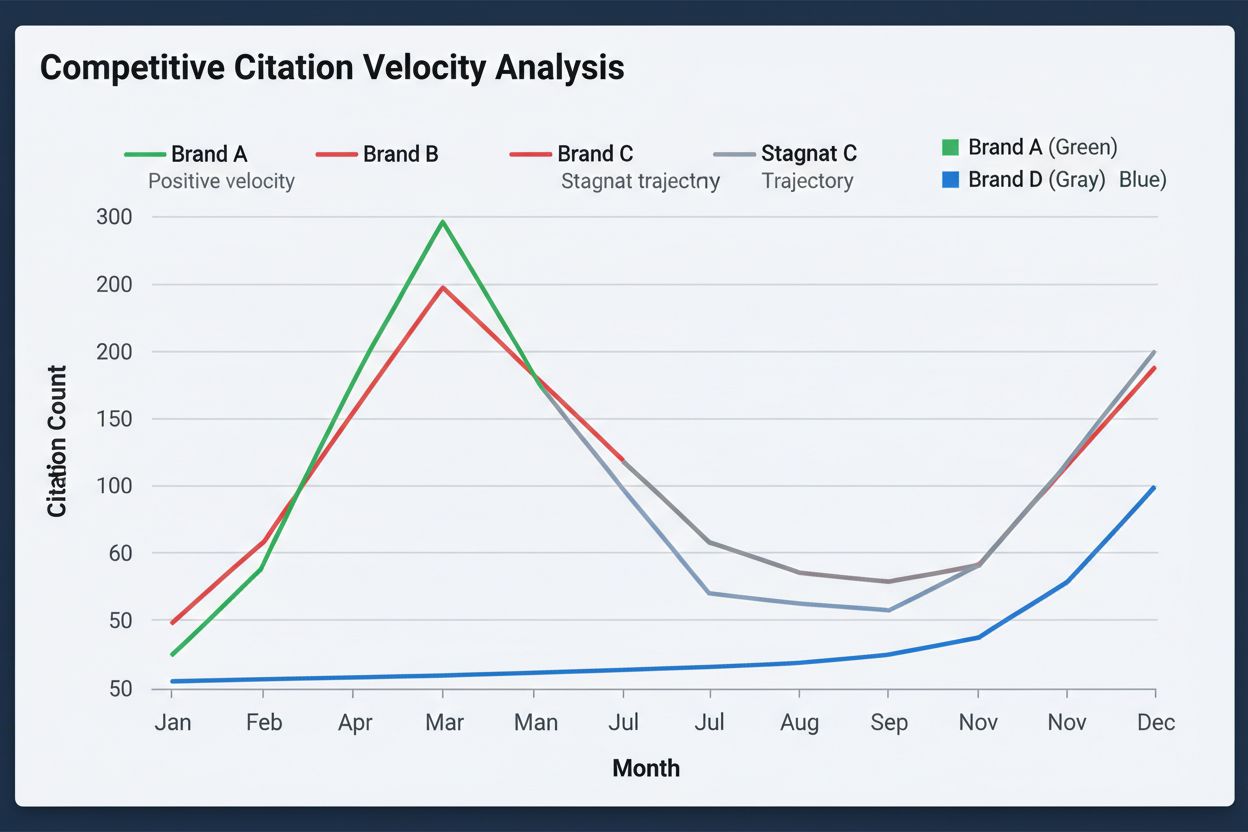 Competitive Citation Velocity Analysis showing multiple brands with different trajectory patterns