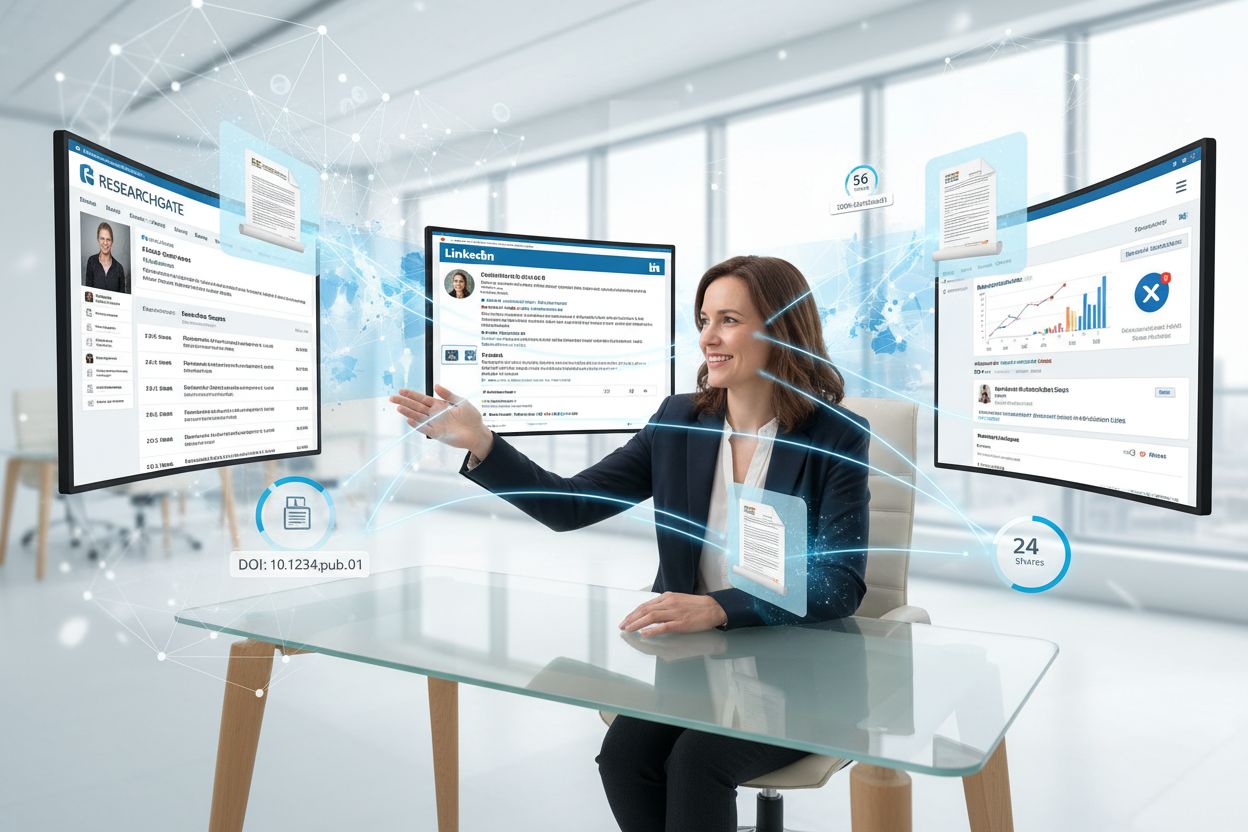 Researcher sharing academic work across digital platforms and social networks