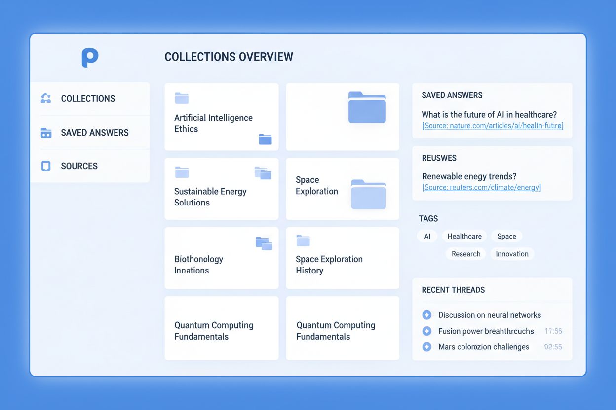 Perplexity Collections dashboard interface