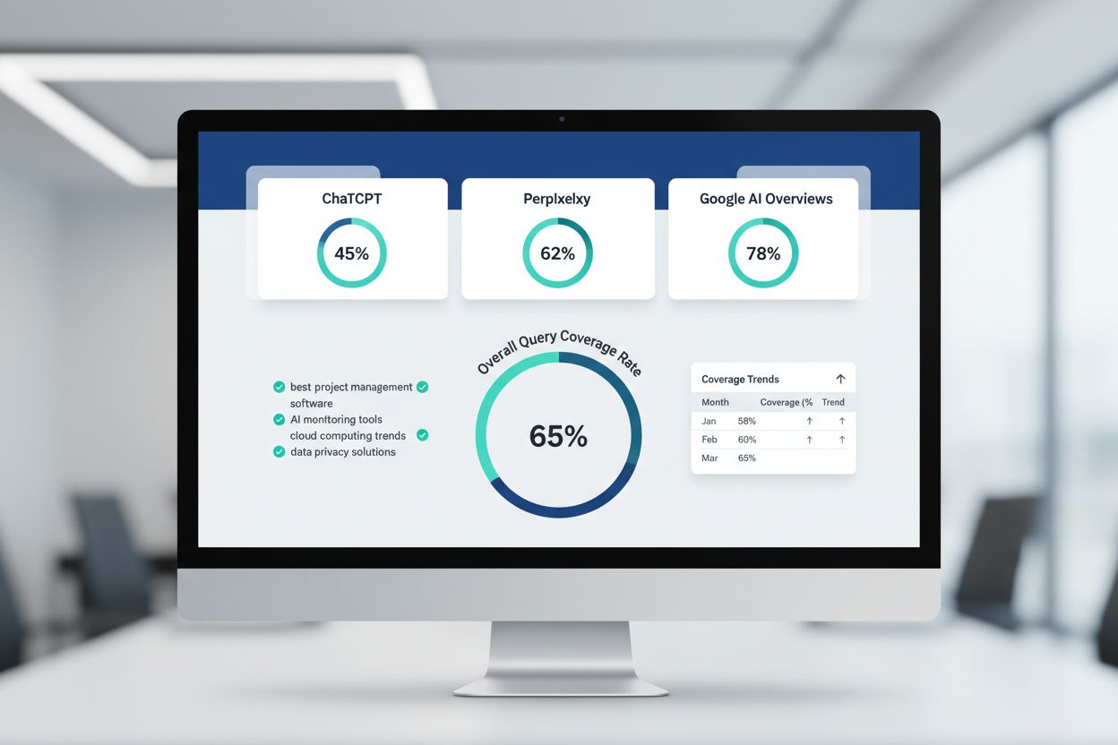 Query Coverage Rate analytics dashboard showing percentage metrics across AI platforms