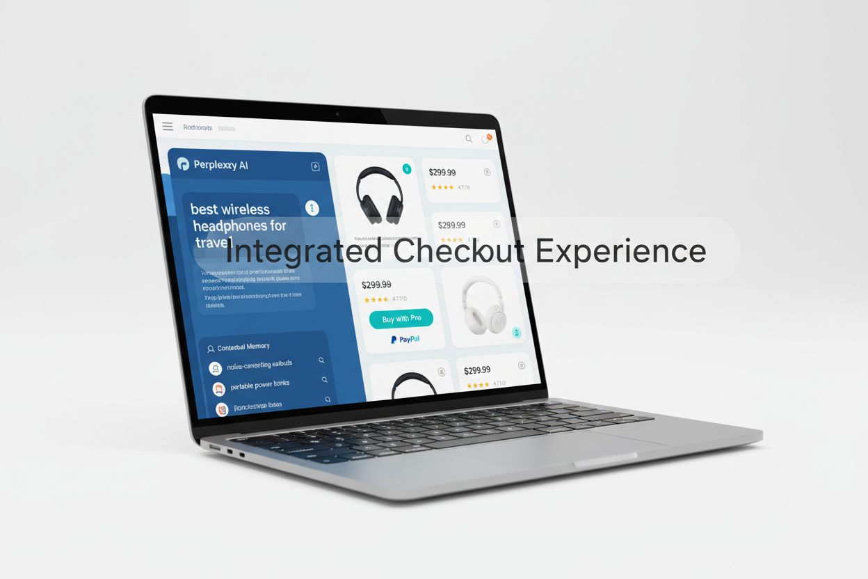 Perplexity AI shopping interface with integrated checkout experience