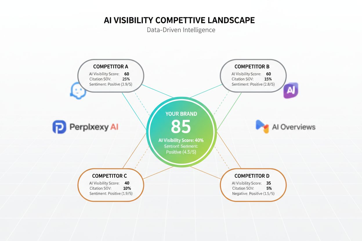 Visualizzazione panorama competitivo con posizionamento brand e relazioni di co-citazione nella ricerca AI