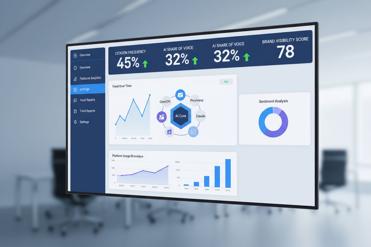 AI Visibility Dashboard showing real-time monitoring of multiple AI platforms with citation metrics