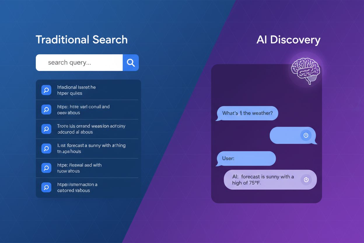 Evolution from traditional Google search results to modern AI chatbot discovery interface