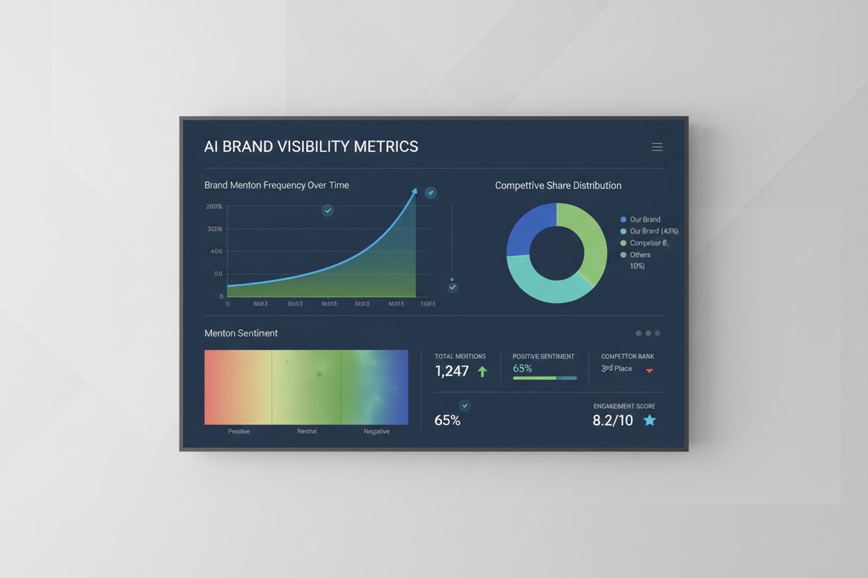 AI brand visibility monitoring dashboard with key performance metrics