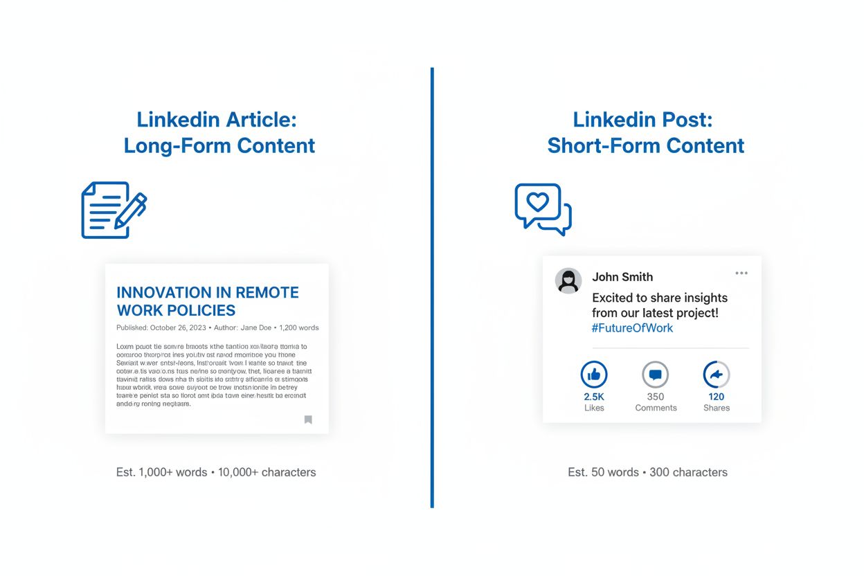 Comparaison des formats Articles vs Publications LinkedIn