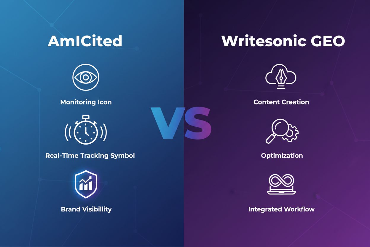 AmICited vs Writesonic GEO: Overvågning vs Oprettelse