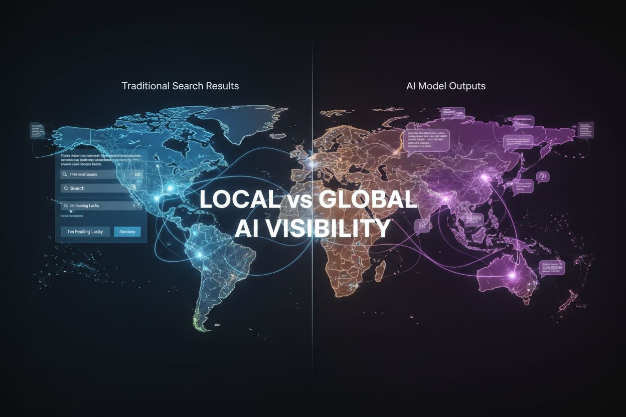 Global AI visibility landscape showing search engines and AI models across different regions